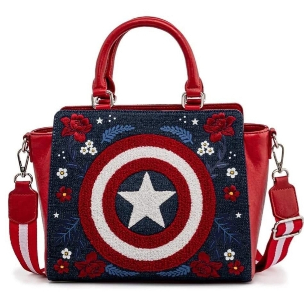 Loungefly Captain America crossbody purse with matching wallet